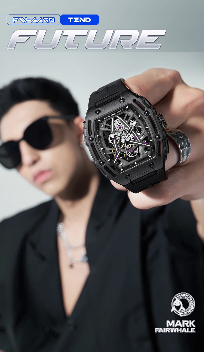 2023 New Automatic Mechanical Watches Mens Luxury   Brand Mark Fairwhale Fashion Sports Waterproof Tonneau Mille Wristwatch Mans