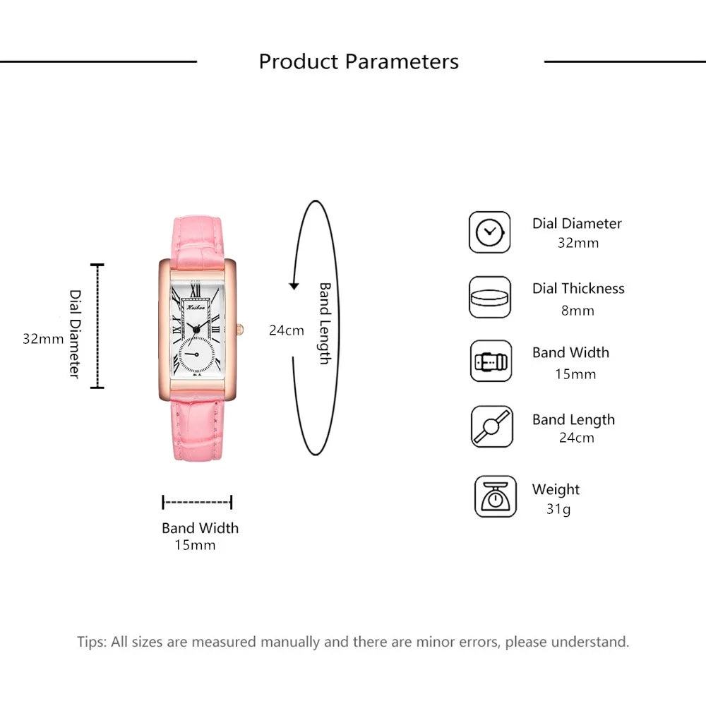 2025 New Fashion Thin Belt Watch Women's Rectangular Quartz Leisure Roman Scale Women's Watch