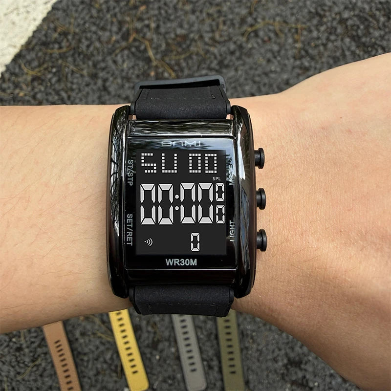 BNMI Men's Digital Watch Multifunctional Square Electronic Man Watches Luminous Weekly LED Display Alarm Stopwatch