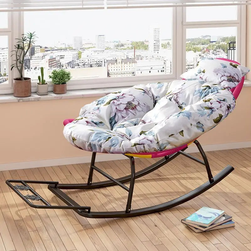 Leisure Lounge Chair, Garden Chair, Widened Rocking Chair, Rattan Rainbow Rocking Chair