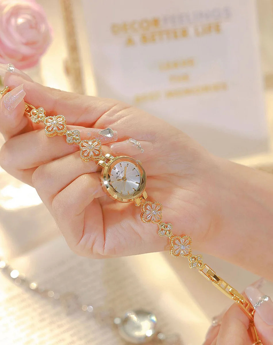 Watches For Women Fashion Elegant Gold Silver Bracelet Small Quartz Wristwatch 2025 Women's Lucky Watch Girlfriend Lovers Gift