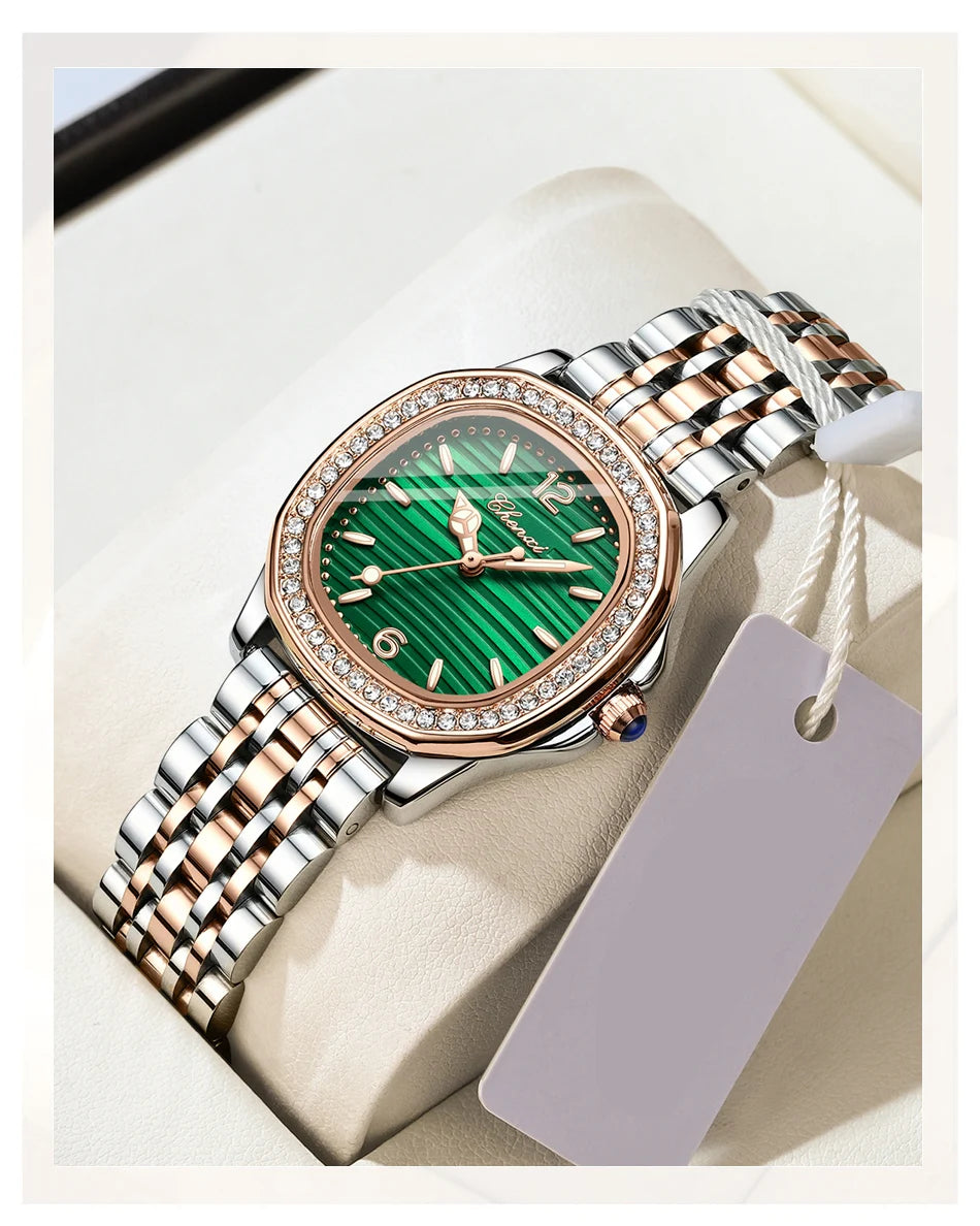 CHENXI Luxury Elegant Watches For Woman Fashion Diamond Dial Quartz Watch Ladies Rose Gold Wristwatch Waterproof Luminous