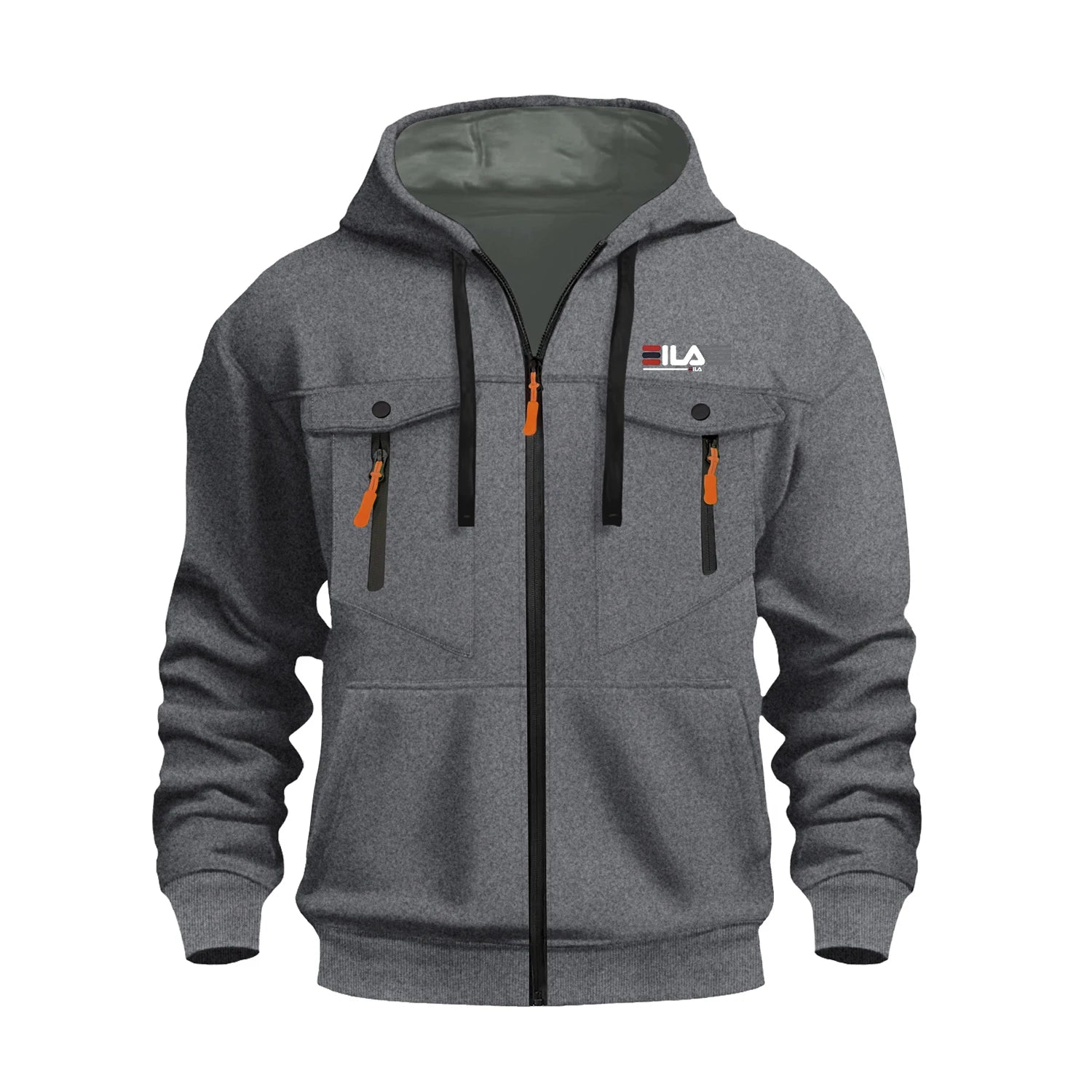 Autumn Winter Hoodies Men Zipper Patchwork Warm Fleece Sweatshirts Multi Pockets Male Fashion Hooded Jacket Thick Outdoor Hoodie