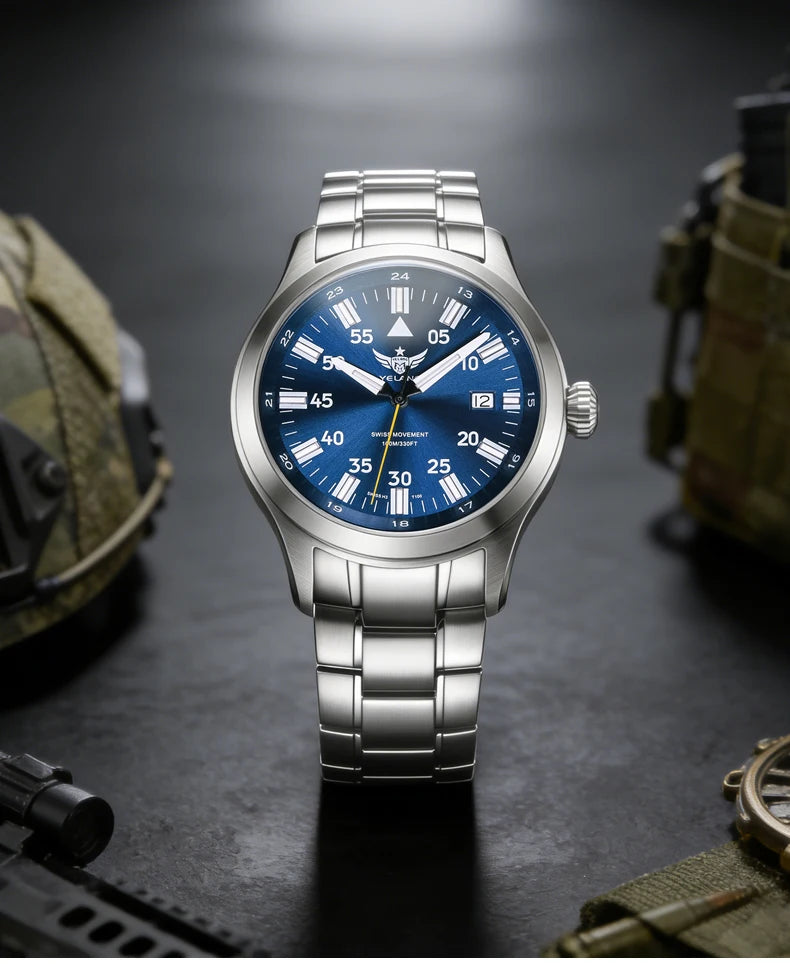 YELANG V1021S Men Quartz Watch 42mm Swiss Ronda  Movement 10-year battery life T100 Luminous 100m Waterproof Men's Diving Watch