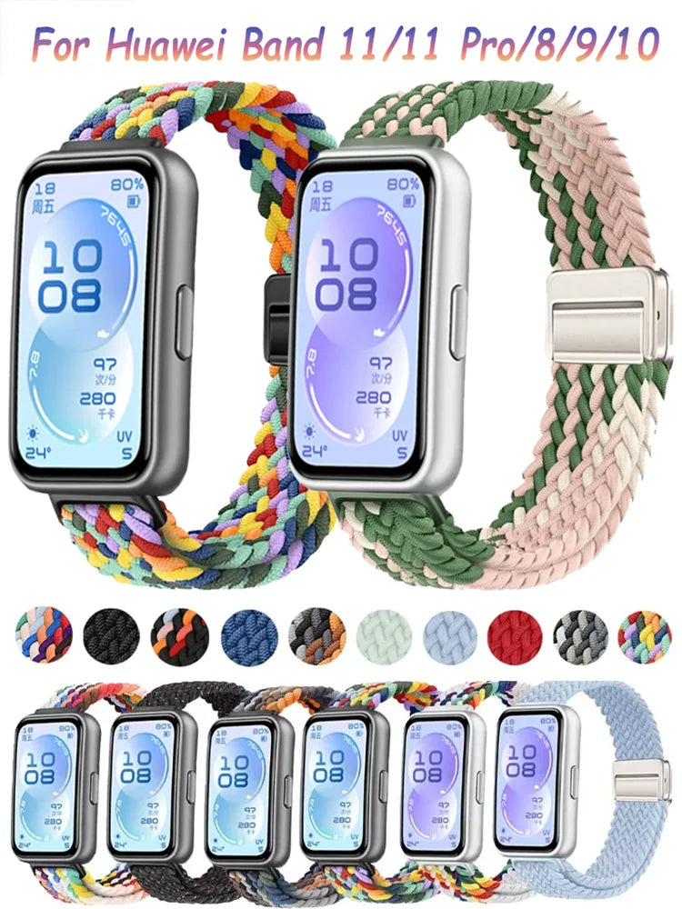 Official Nylon Loop Strap For Huawei Band 11/11 Pro Fashion Magnetic Buckle Braided Wristband For Huawei Band 8/9/10 Accessories