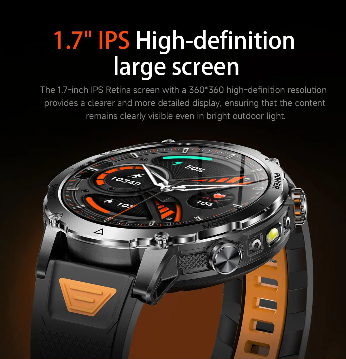 Brand+ Military 1400mAh Battery Smart Watch Men Outdoor Flashlight 10ATM Waterproof Heart Rate Bluetooth Call Sports Bracelets