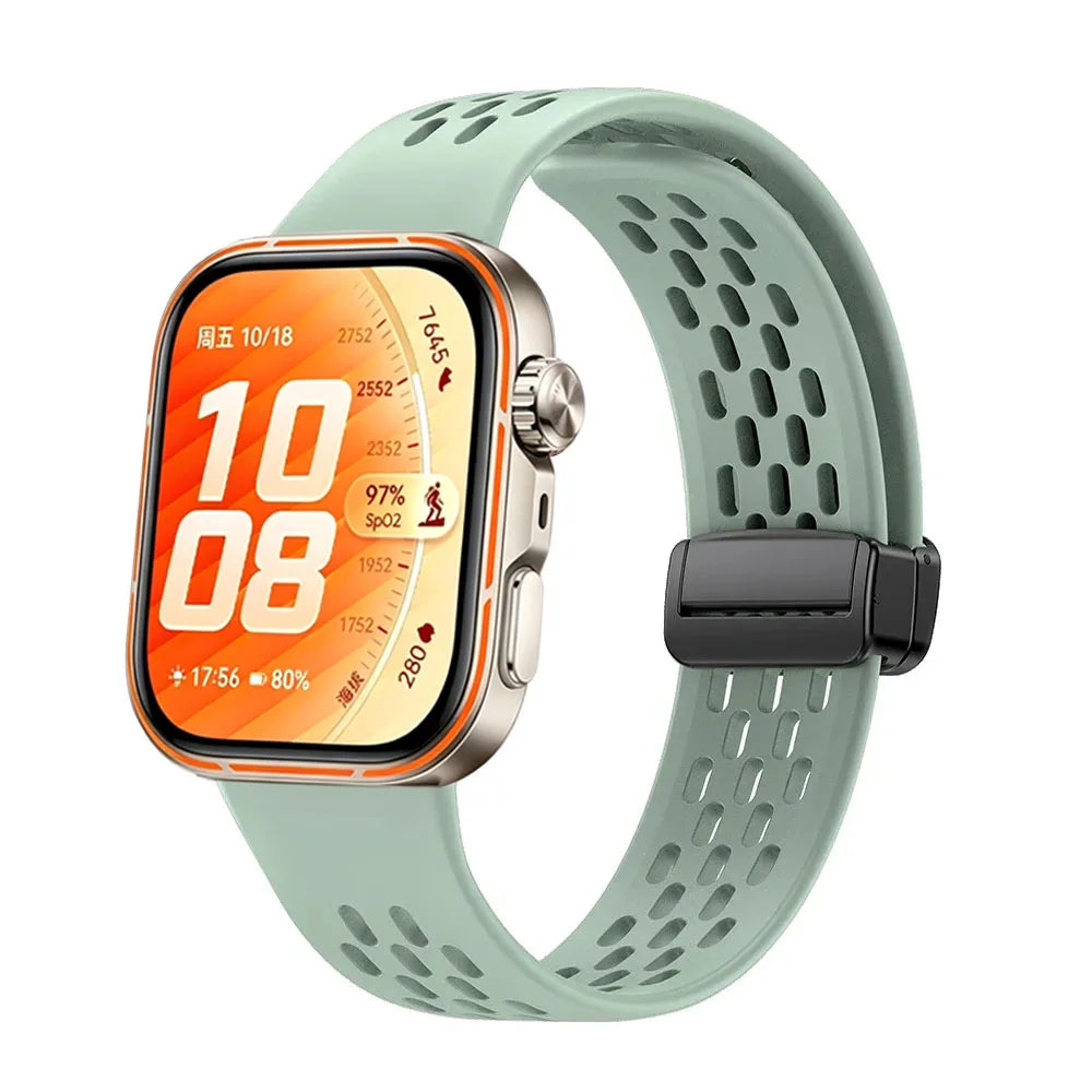 Original Silicone Strap For Huawei Watch Fit 5/4/3 Breathable Replaceable Magnetic Bracelet Band For Huawei Watch Fit 4/5 Pro