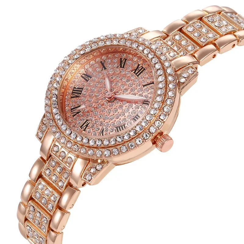 New Luxury Diamond Watch for Women Elegant Brand Quartz Steel Bracelet Watches Ladies Zircon Crystal Fashion Wristwatch Clock