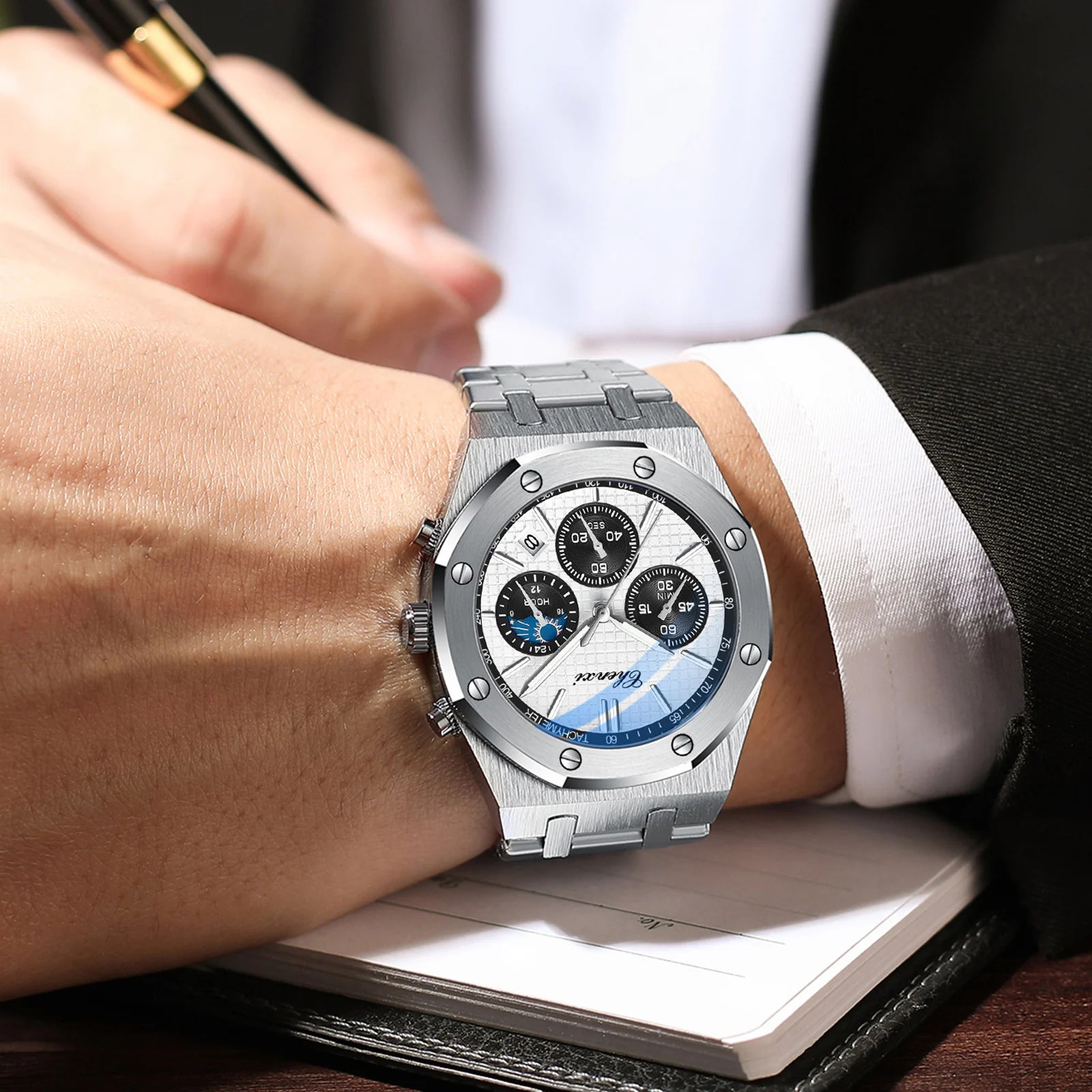Luxury Business CHENXI Man Watch High Quality Chronograph Moon Phase Quartz Watches Original Waterproof Clock Male New 2025