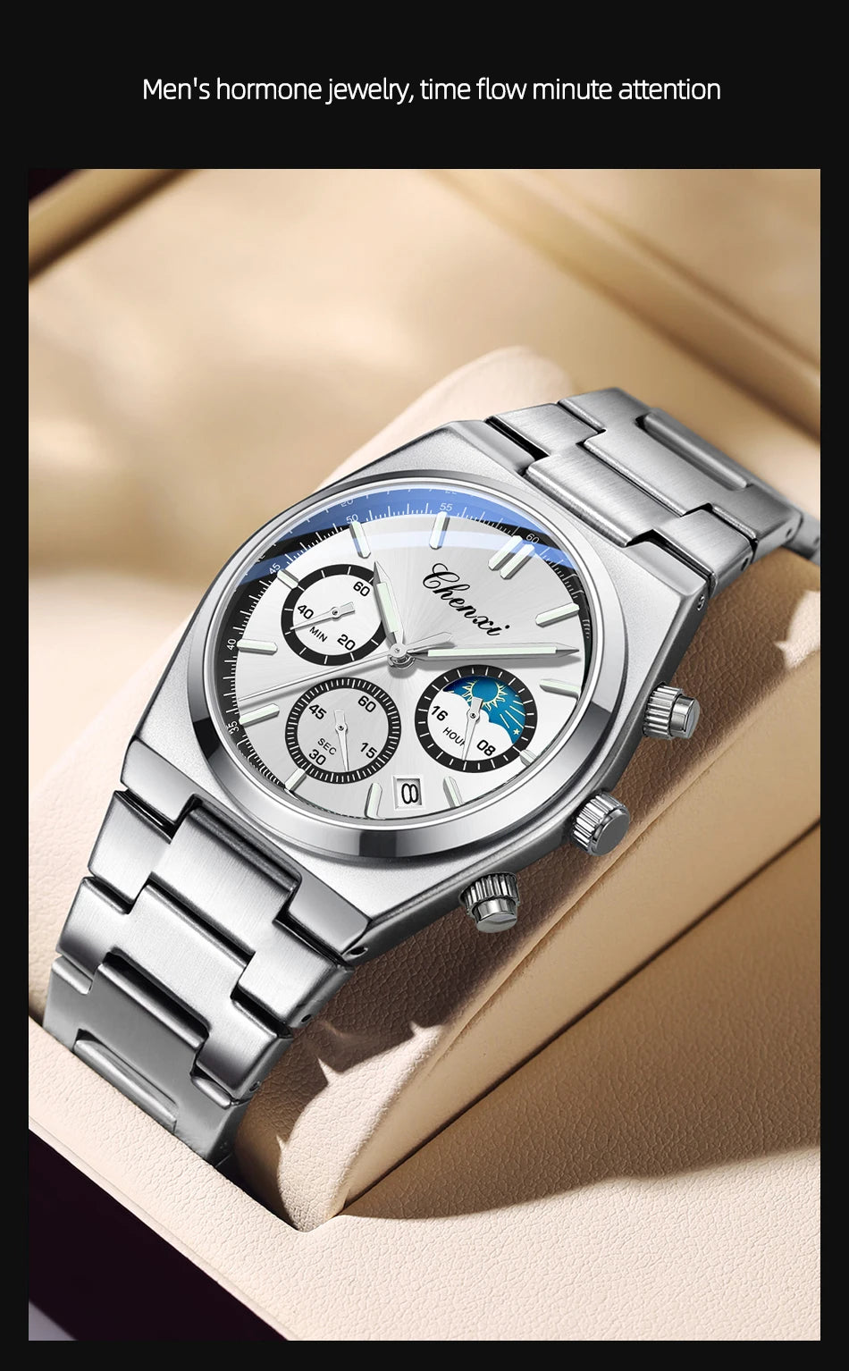 Men's Watches CHENXI 2025 High Quality Sports Chronograph Date Quartz Wristwatch Men's Watch Stainless Steel Waterproof Luminous