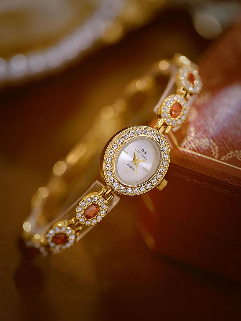 Colorful Diamond Luxury Women's Watch Elegant Bracelet Wristwatch Waterproof Quartz Hand Clock Gifts For Girlfriend