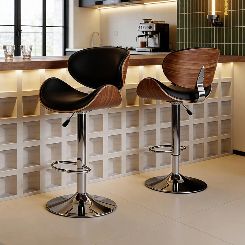 Italian Minimalist Designer-Style Restaurant Bar Chair, Leisure Front Desk Bar Island Chair, Adjustable Height High Stool