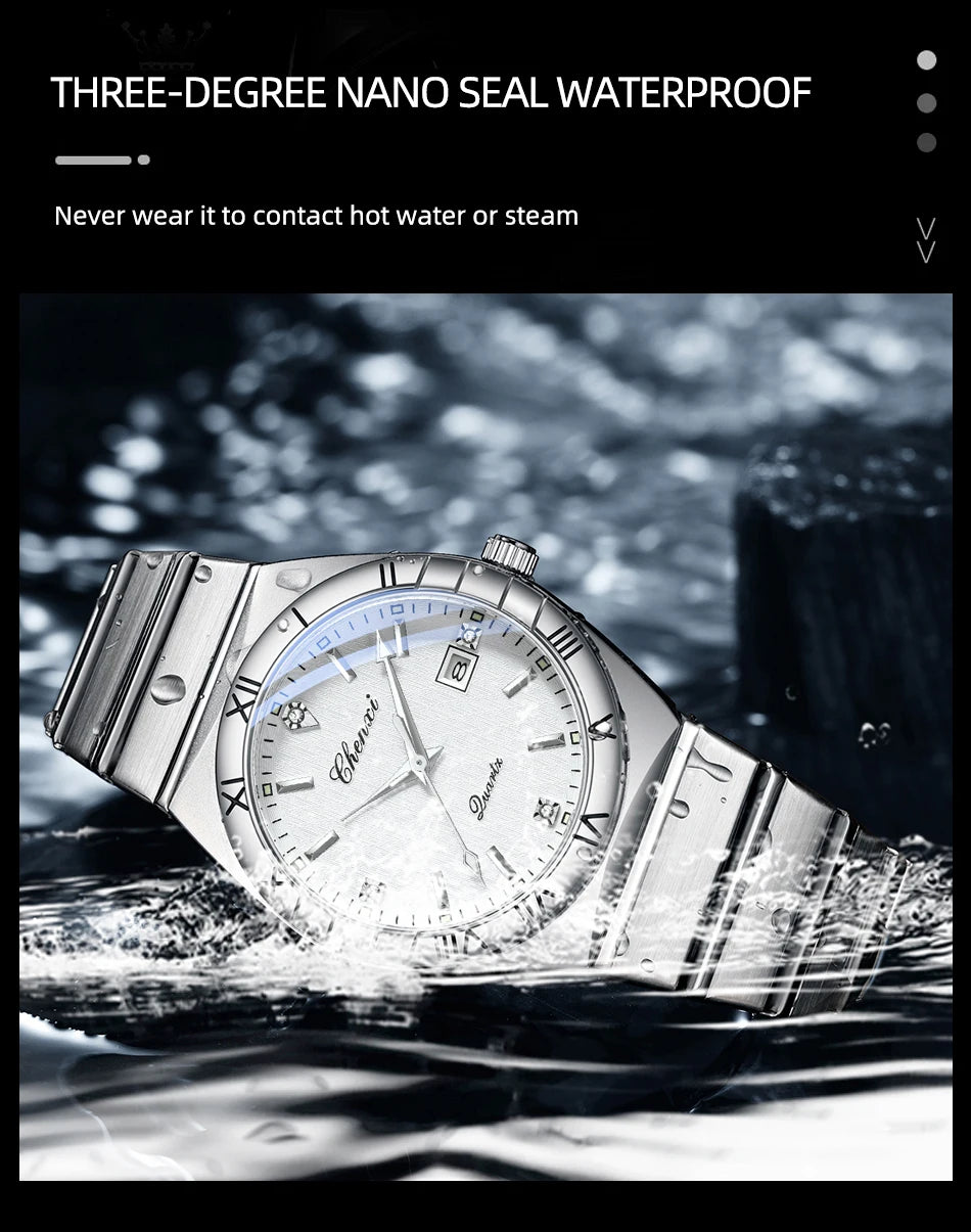 Top Brand Luxury Watches For Men Fashion Luminous Calendar Men's Watch CHENXI Waterproof Stainless Steel Quartz Wristwatch New