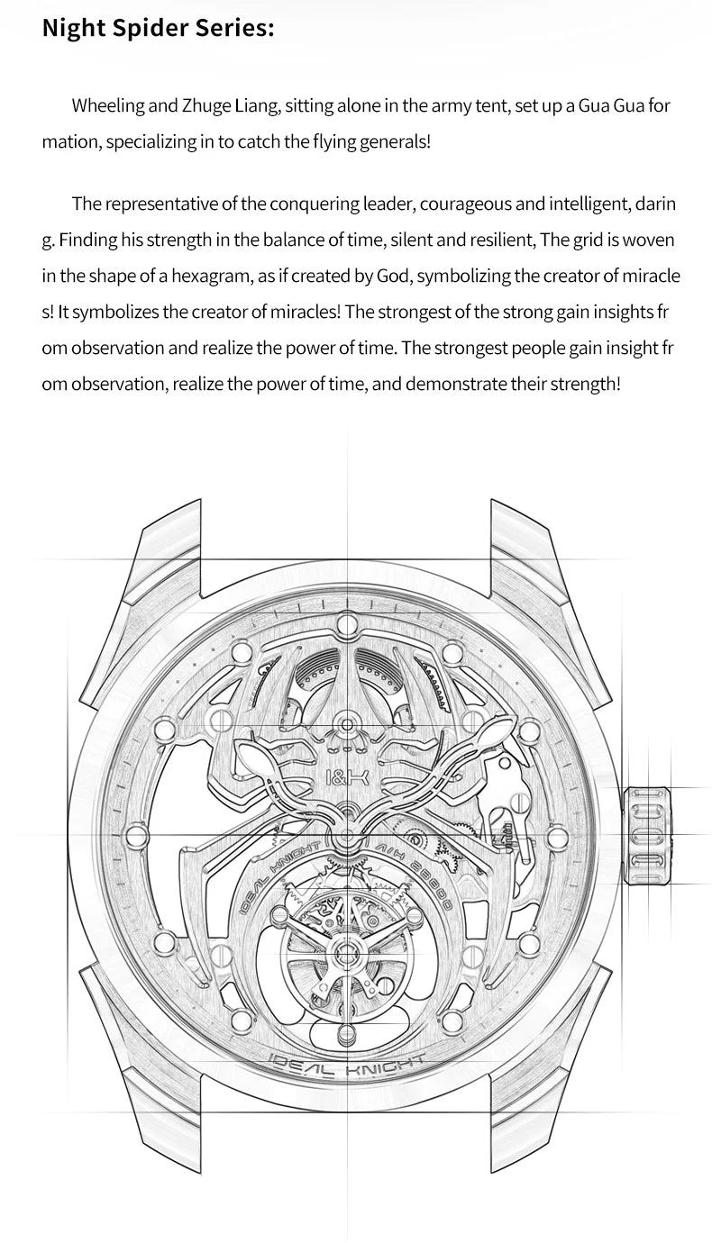 IDEAL KNIGHT 6802 Tourbillon Watch For Men Transparent Skeleton Mechanical Wristwatch Man Luxury Top Brand Limited Edition Watch