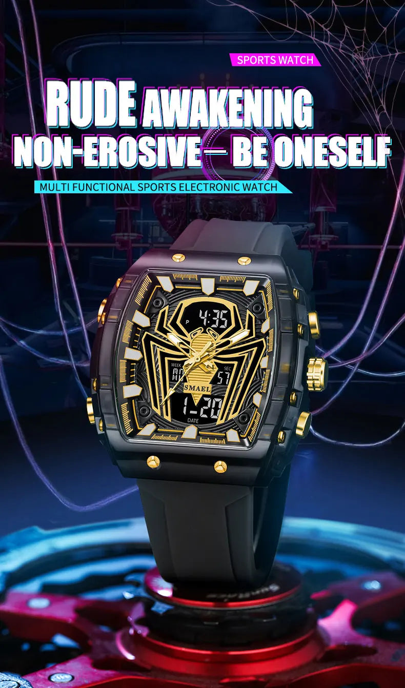 2025 Fashion Men Watches Rectangle Sport Watches Digital 8116 Dual Time Watches 50m Waterproof Electronic Men's Wrist Watches