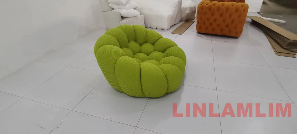Linlamlim Modular Cloth Football Couch Contemporary Cloud-Shaped Sofa Fabric Curved Designer Sofa Set for Living Room or Office