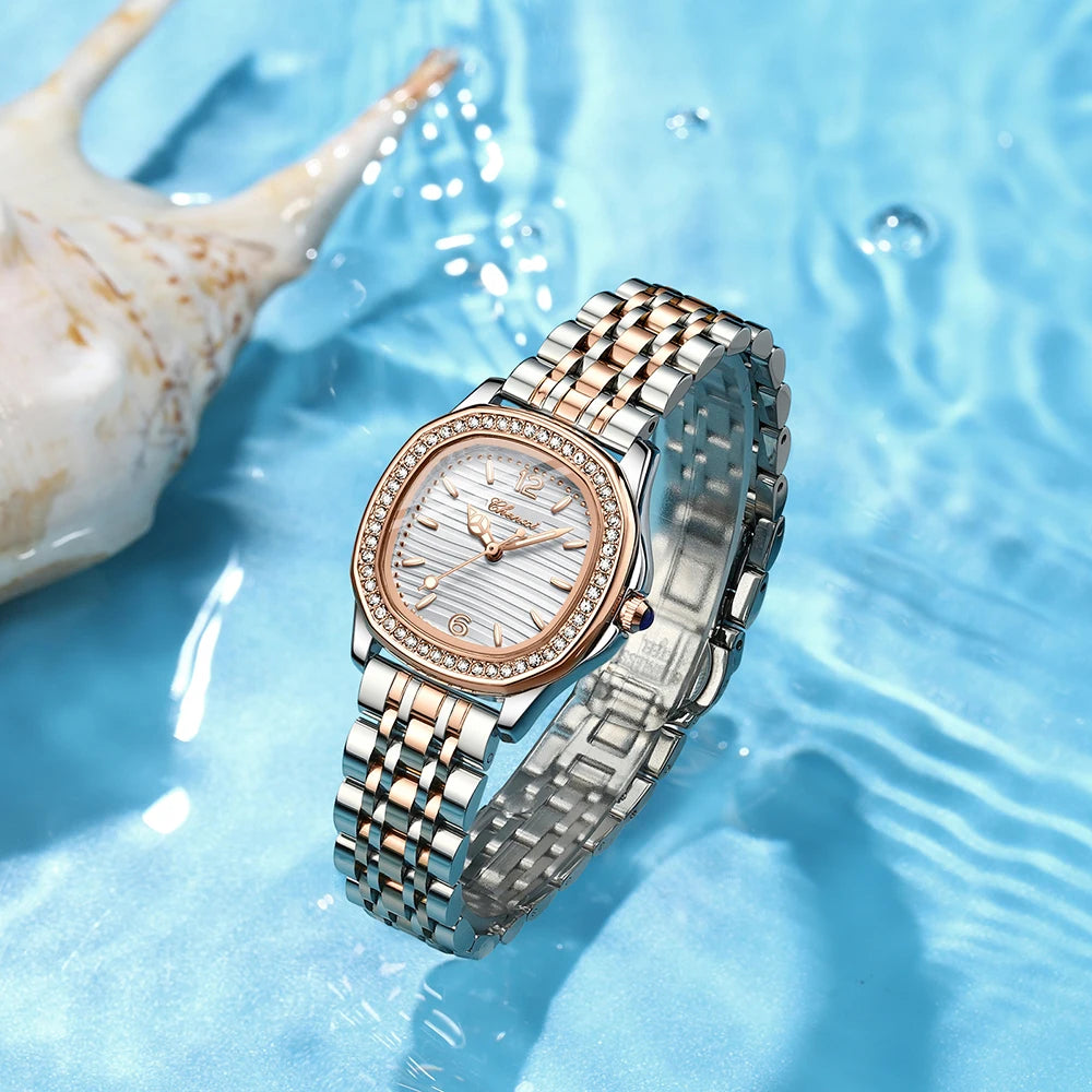 CHENXI Luxury Elegant Watches For Woman Fashion Diamond Dial Quartz Watch Ladies Rose Gold Wristwatch Waterproof Luminous