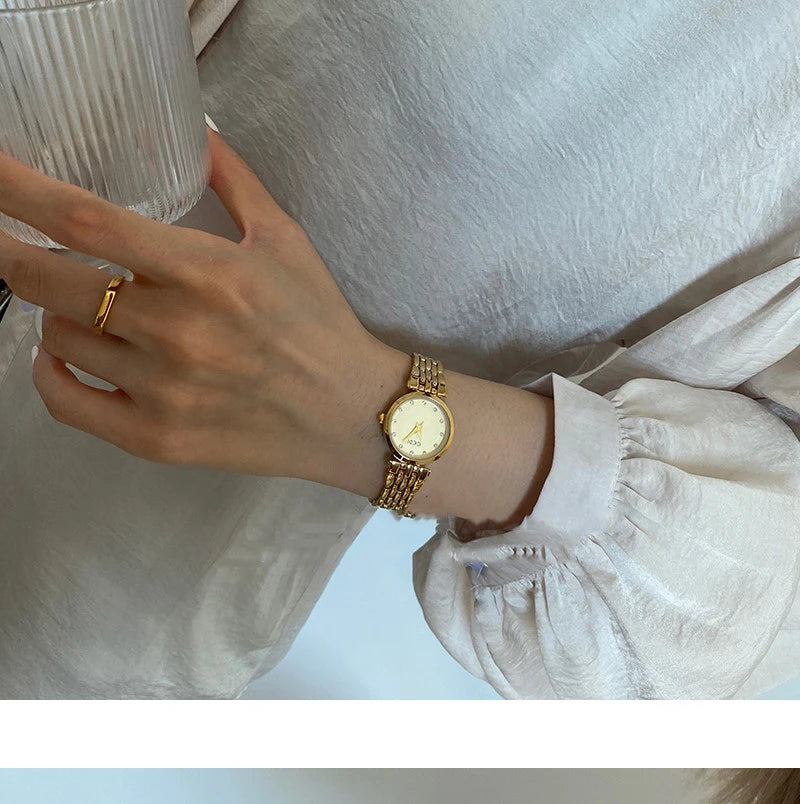 GEDI Ladies Watch New Vintage Exquisite Fashion Quartz Watches Woman Temperament Round Retro Watch Gifts Luxury
