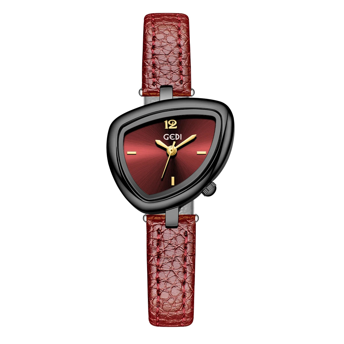 GEDI Vintage Watch Leather Light Luxury Simple Unique Irregular Dial Ladies Watches Elegant Quartz Waterproof Women's Wristwatch