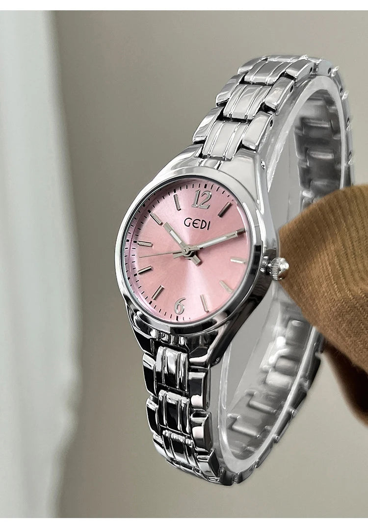 GEDI Small Watch for Women Silver Light Luxury Elegant Waterproof Quartz Watches Ladies Wristwatches Fashion Casual Simple