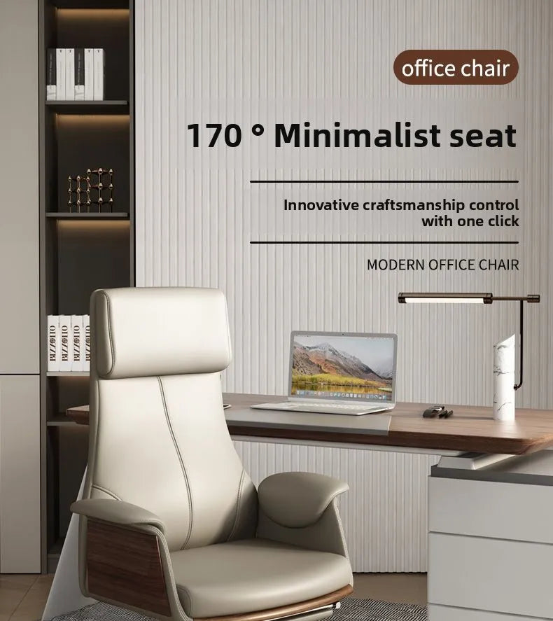 High end boss chair, genuine leather office chair, CEO computer, ergonomic, sedentary, swivel chair that can be reclined