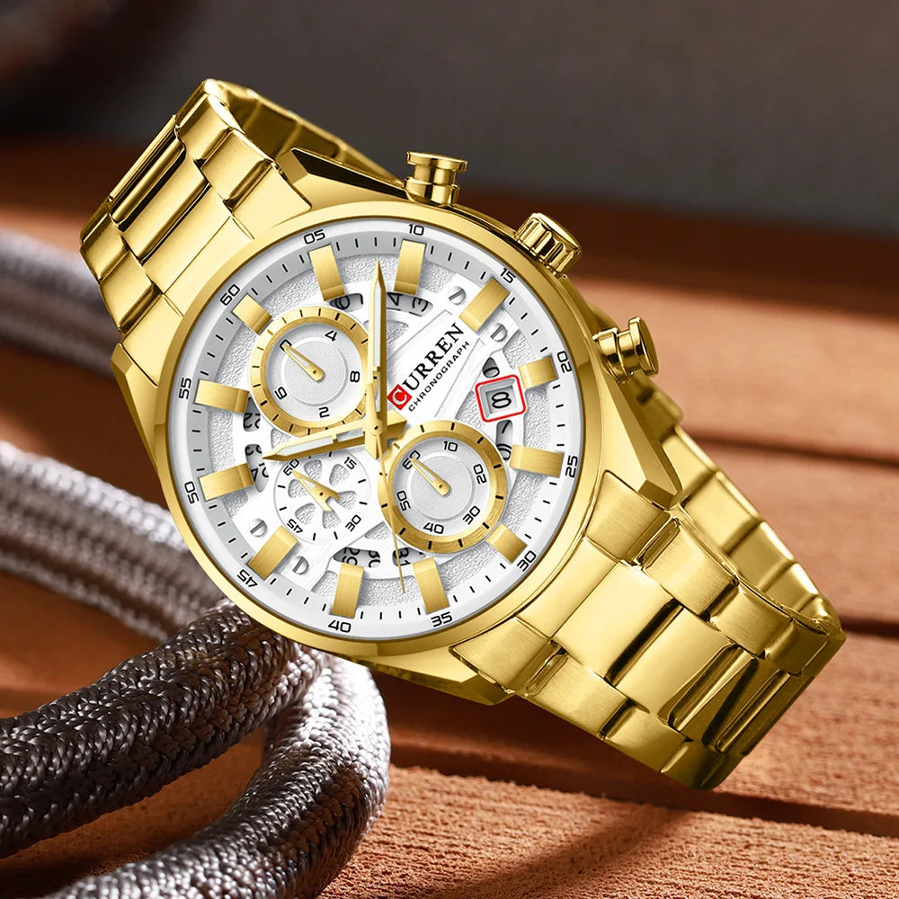 CURREN Top Luxury Business Calendar Multi functional Waterproof Sports Men's Quartz Men Watch Construction Wristwatch for Men