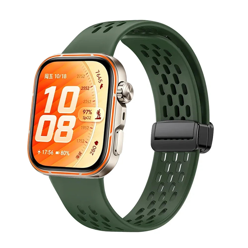 Original Silicone Strap For Huawei Watch Fit 5/4/3 Breathable Replaceable Magnetic Bracelet Band For Huawei Watch Fit 4/5 Pro