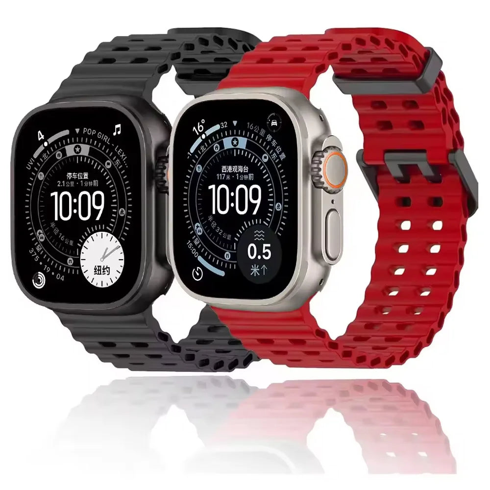 Ocean Silicone Strap for Apple Watch Band Ultra 3/2/1 49mm Series 11 10 46mm Comfortable Band IWatch 9 8 7 6 5 4 SE3 45mm 44mm