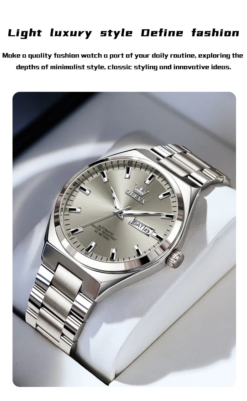 OLEVS 9907 NEW Business Watch for Men Fully Automatic Mechanical Movement Classic Date Week High-end Luxury Wrist watch for Men