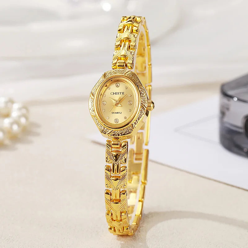 Women Luxury Watch Fashion Gold Watches Female Oval Dial Bracelet Watches Simple Wristwatches Wholesale Relojes Para Mujer