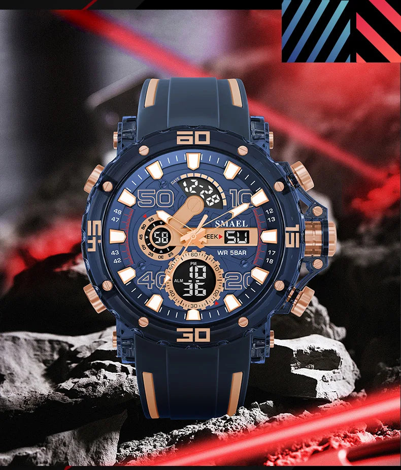 Military Watches Men Watch 2025 New 50M Waterproof Wristwatch Stopwatch Alarm LED Light Digital Watches 8136 Men's Sports Watch