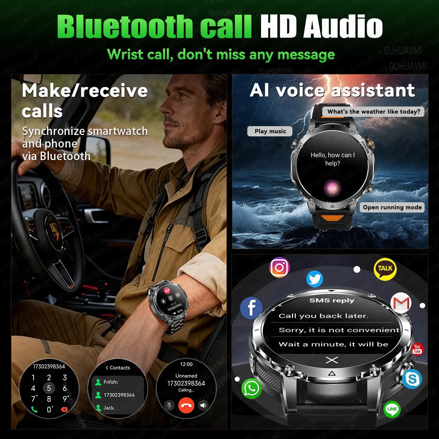2026 New Military Smart Watch Men 1400mAh Battery 1.7-Inch AMOLED Sport GPS Track Bluetooth Call Rate Smartwatch For Android IOS