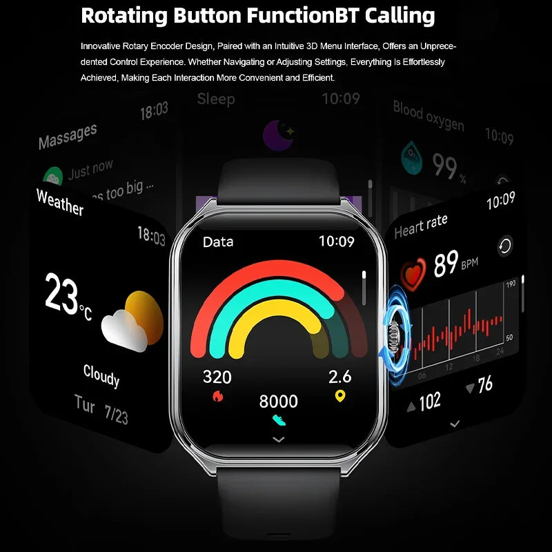 New Ultra Thin Smart Watch men 1.96" AMOLED HD Pixel Display Always Show Time BT Call Reminder Smartwatch Ladies For Android iOS