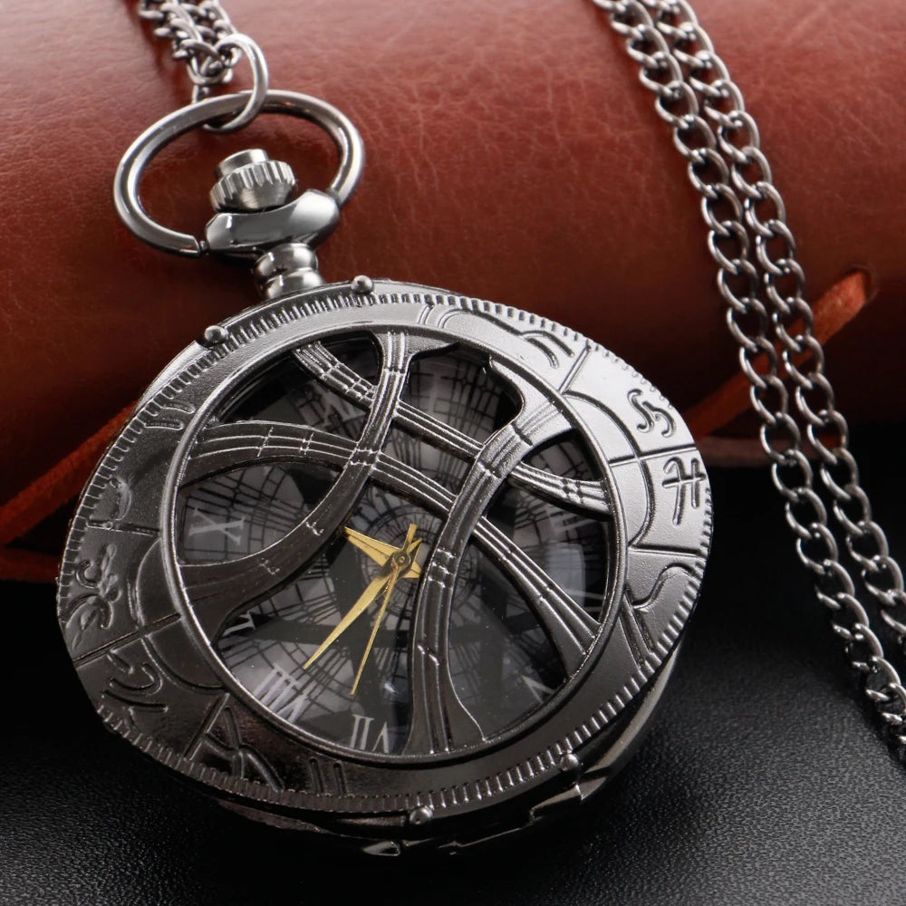 Vintage Bronze Eye Round Case Shape Quartz Pocket Watch Jewelry Pendant Necklace Chain Gifts for Men Women