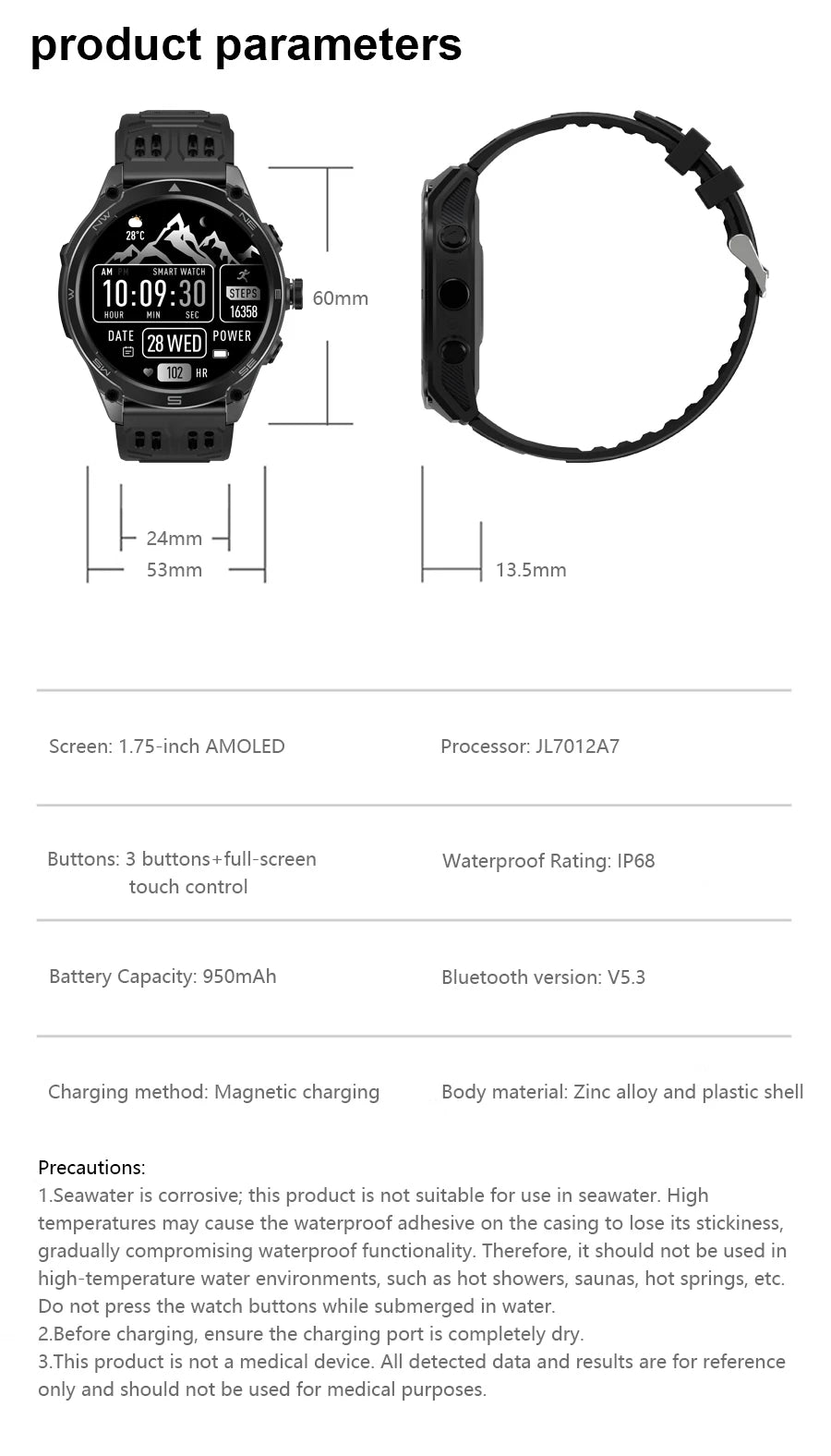 2026New Military Grade 1000mAh Battery GPS Smart Watch 10ATM Waterproof Compass Altimeter Call AMOLED Men Swim Sports Smartwatch