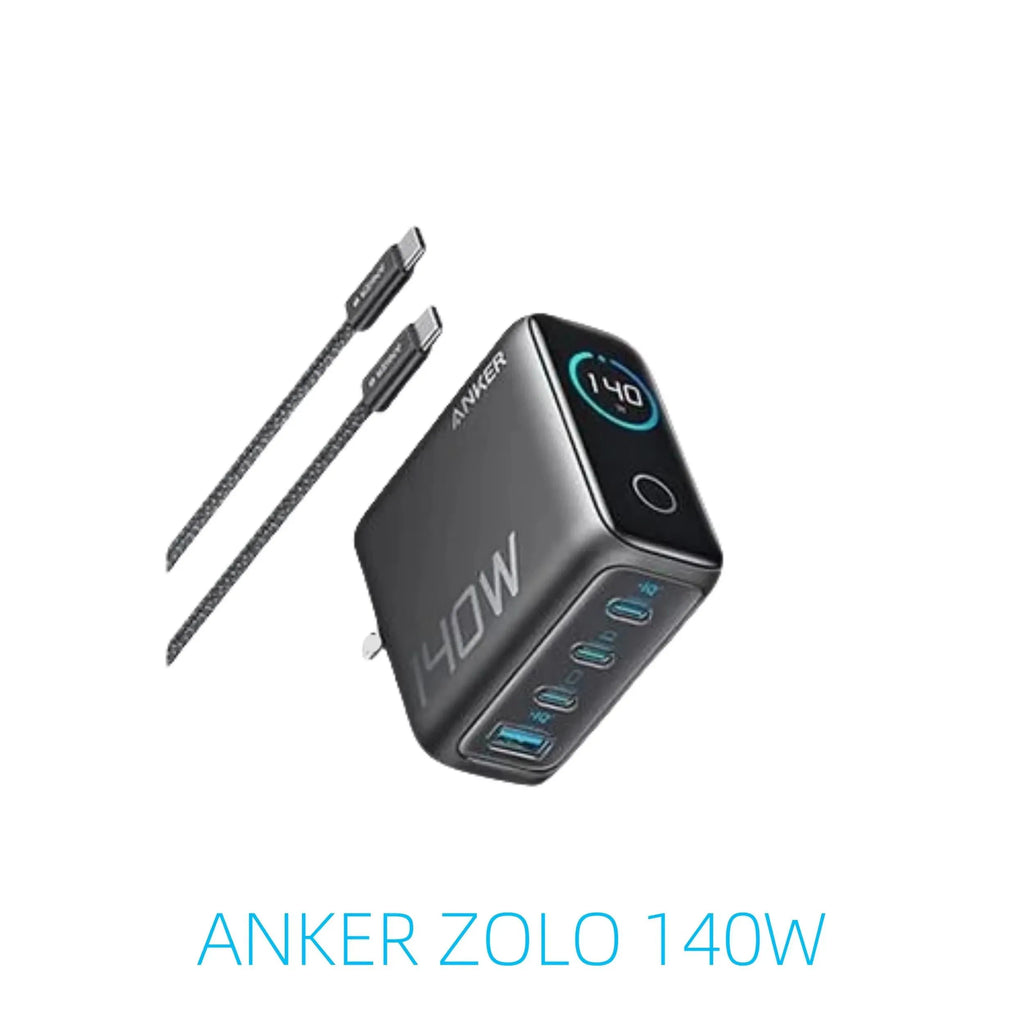 CN Version Anker Zolo 140W Charger GAN Display PD PPS for iPhone 12-16 series Laptop with 1.5m USB C to C Cable