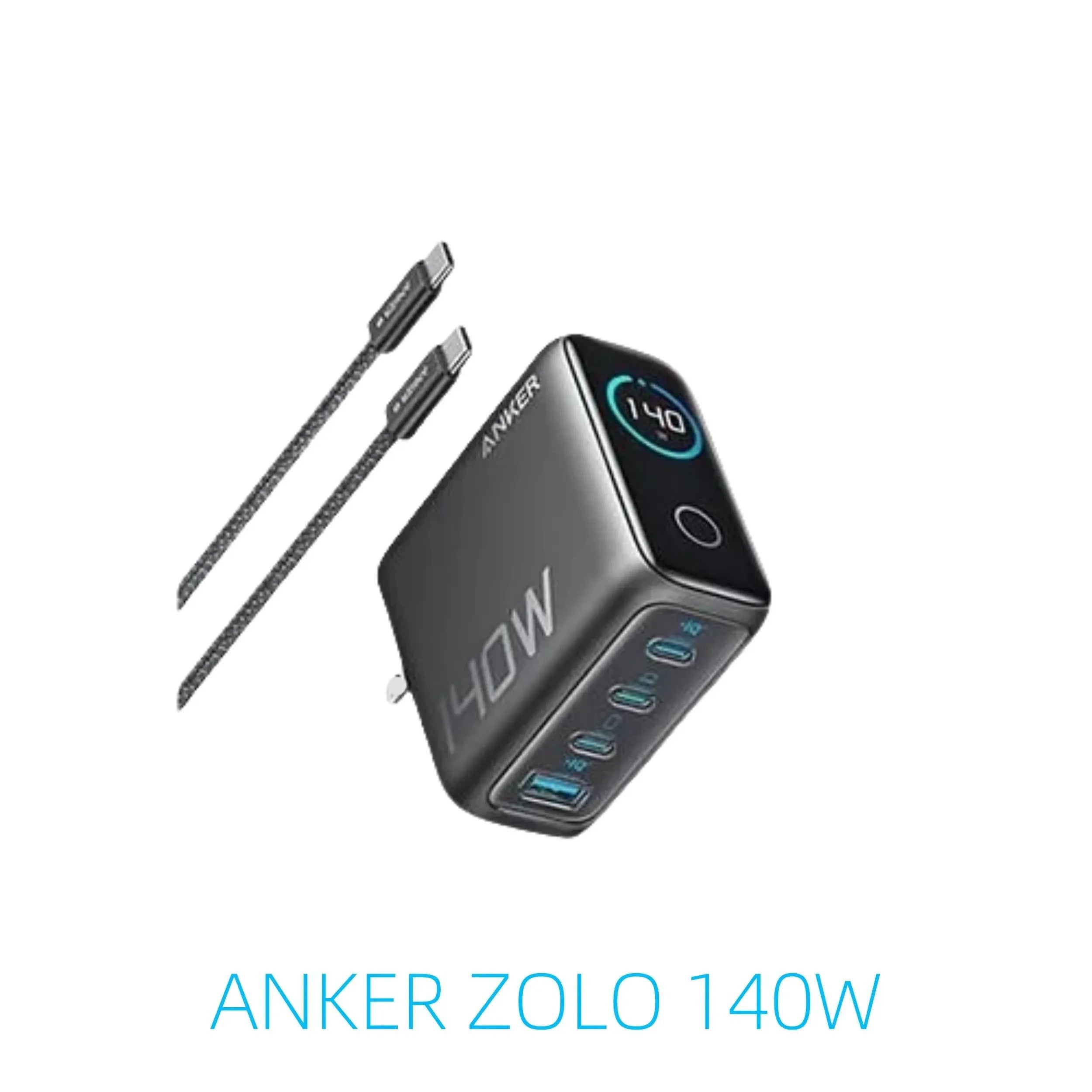 CN Version Anker Zolo 140W Charger GAN Display PD PPS for iPhone 12-16 series Laptop with 1.5m USB C to C Cable