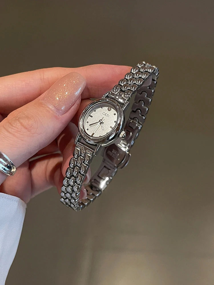 GEDI Watches for Woman Wristwatch Vintage Oval Small Watch Gifts Stainless Steel Strap Luxury Elegant Waterproof Quartz Watches