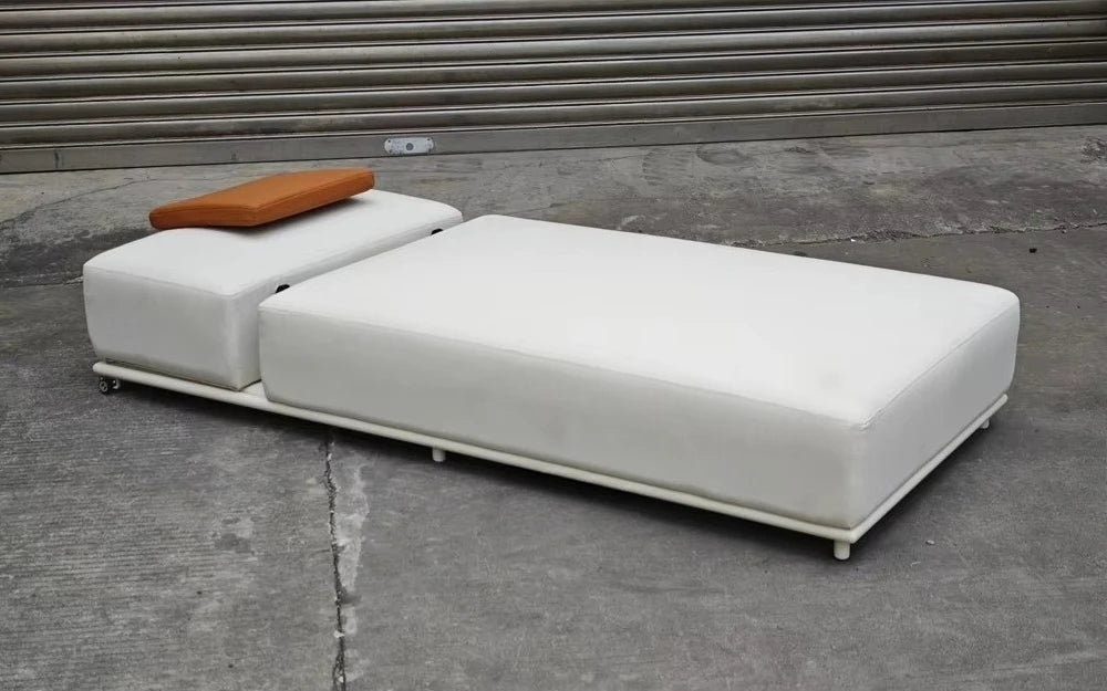 Wood Outdoor Sunbed | Modern Adjustable Backrest Pool Daybed for Hotel & Villa Use