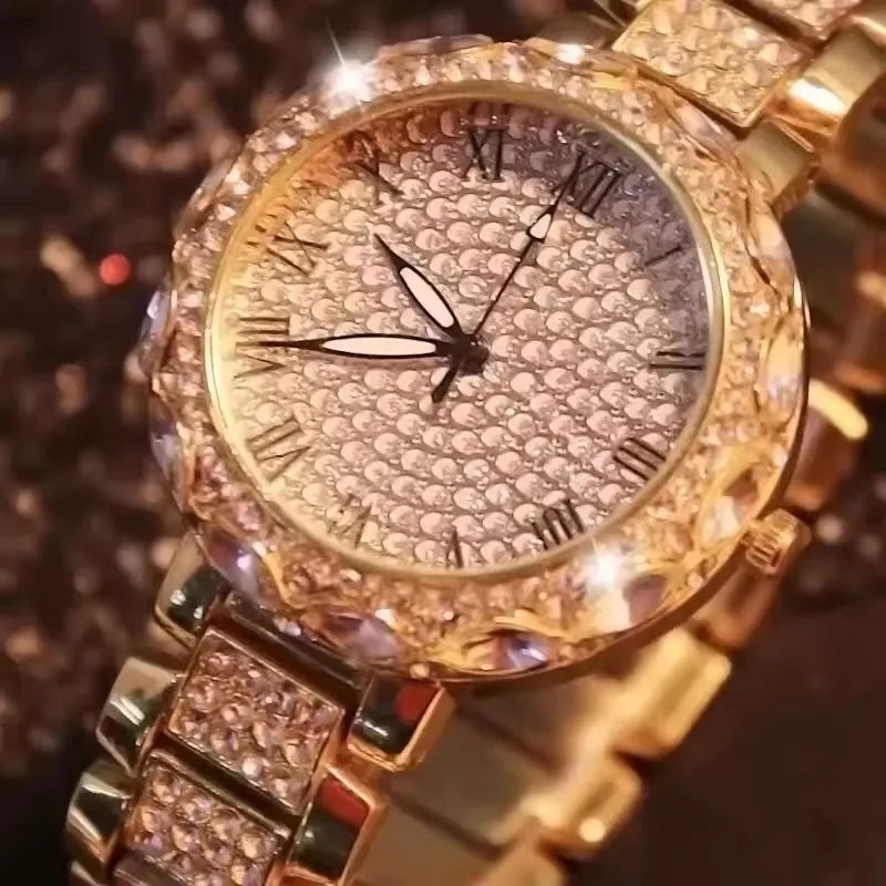New Luxury Diamond Watch for Women Elegant Brand Quartz Steel Bracelet Watches Ladies Zircon Crystal Fashion Wristwatch Clock