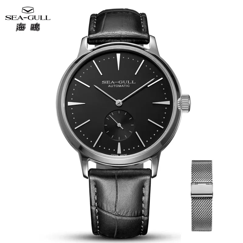 2025 Seagull Business Watch Men's Mechanical Wristwatches 50m Waterproof Leather Valentine Male Watches relogio masculino 6075