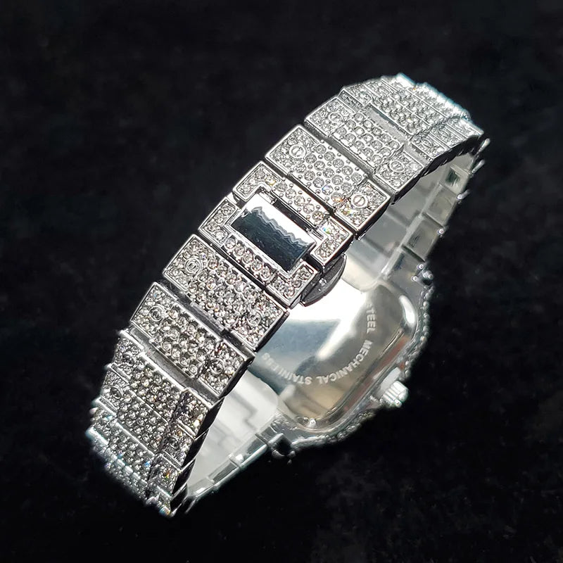 Luxury Full Diamond Watches Women Fashion Bling Silver Stainless Steel Quartz Wristwatch Iced Out Shiny Jewelry Watch 2026 New