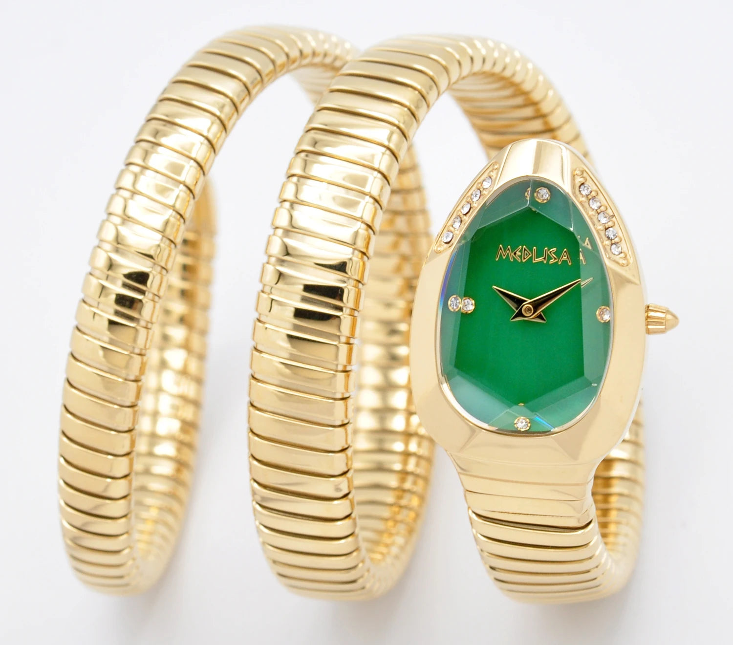 2026 High Quality Gold Diamond Set Snake Shaped Dress Watch Bangle Style Fashionable Unique Brand Same Style Women's Wristwatch