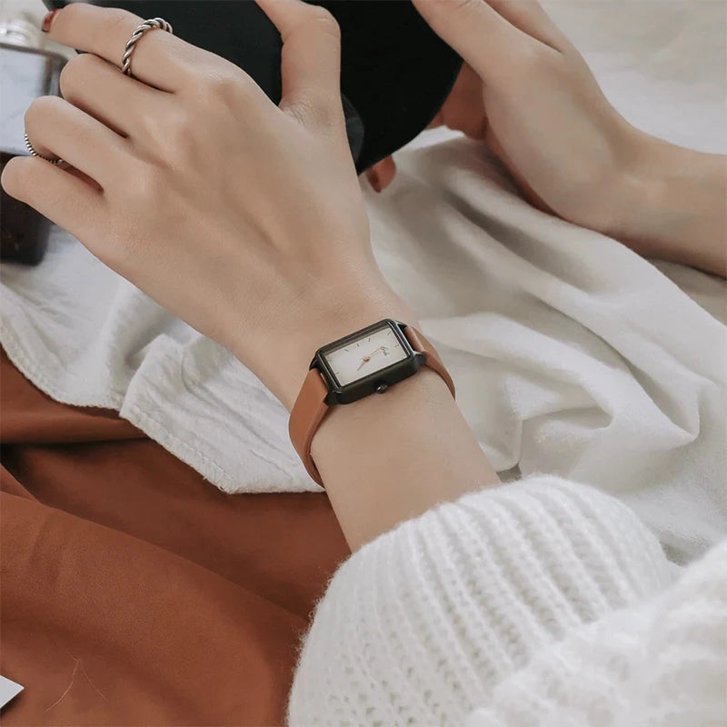 GEDI Watches for Woman Vintage Niche Elegant Waterproof Leather Watches Ladies Quartz Square Women's Wristwatches