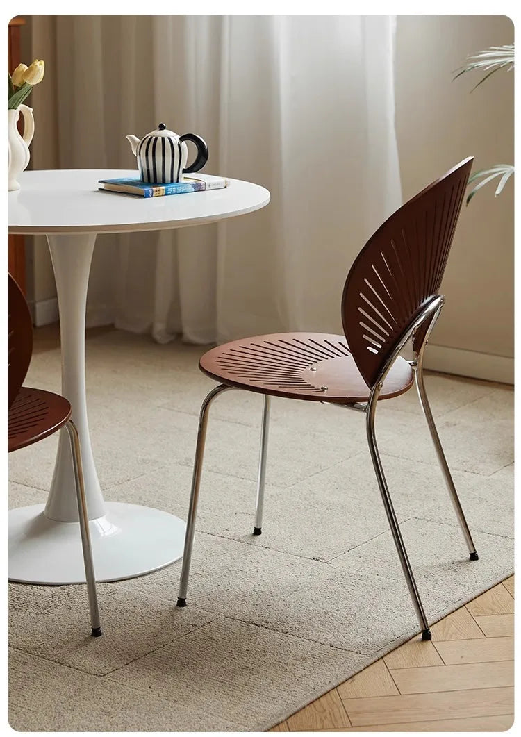 Retro Mid Century Solid Wood Shell Chair Simple Backrest Dining Tea Chair Luxury Home Furniture