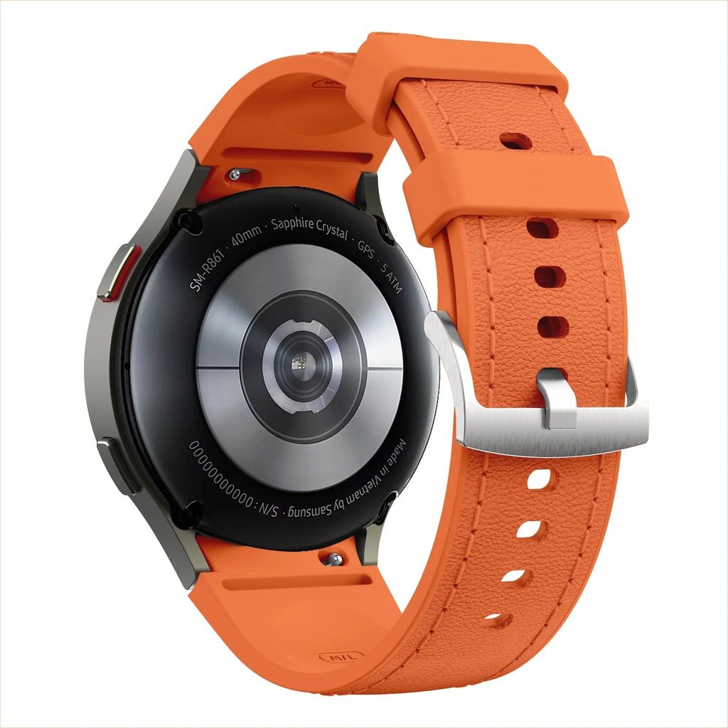 Silicone+Leather Strap for Samsung Galaxy Watch 7 6 5 4 44mm 40mm/5 Pro 45mm Wristband for Galaxy Watch 6 Classic 47mm 43mm Belt
