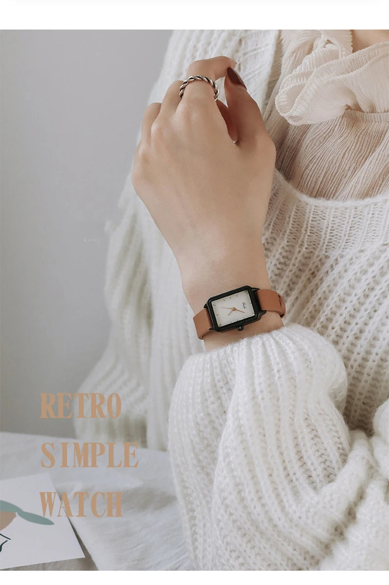 GEDI Watches for Woman Vintage Niche Elegant Waterproof Leather Watches Ladies Quartz Square Women's Wristwatches