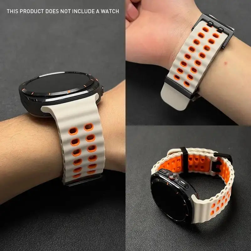 Two-color Silicone Strap for Samsung Galaxy Watch Ultra 47mm Ocean Original Official Wristband Galaxy Watch 8-7 Ultra 47mm Belt