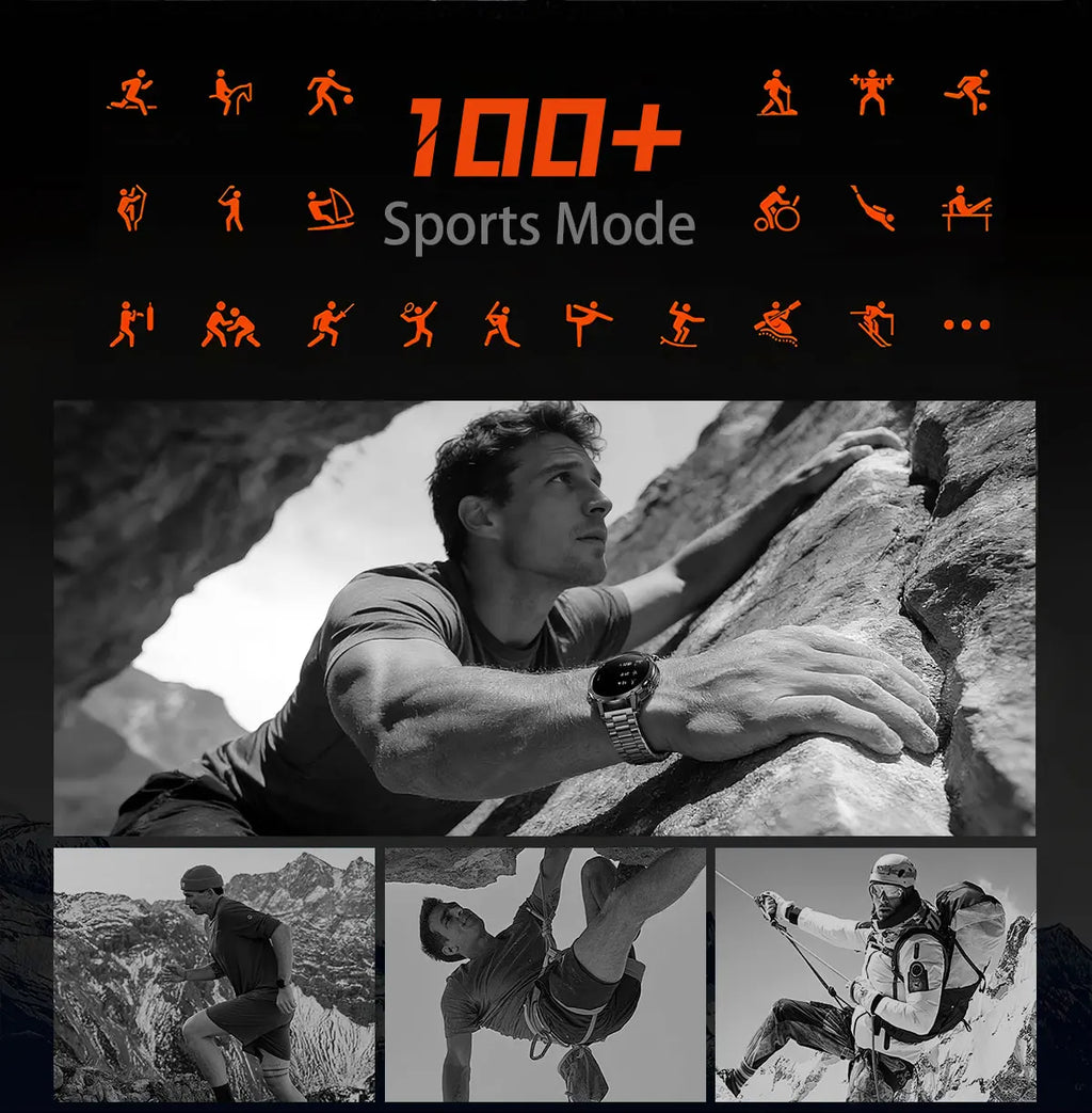 2026 New Military 1400mAh Battery Smart Watch Men Outdoor Flashlight 10ATM Waterproof Heart Rate Bluetooth Call Sports Bracelets