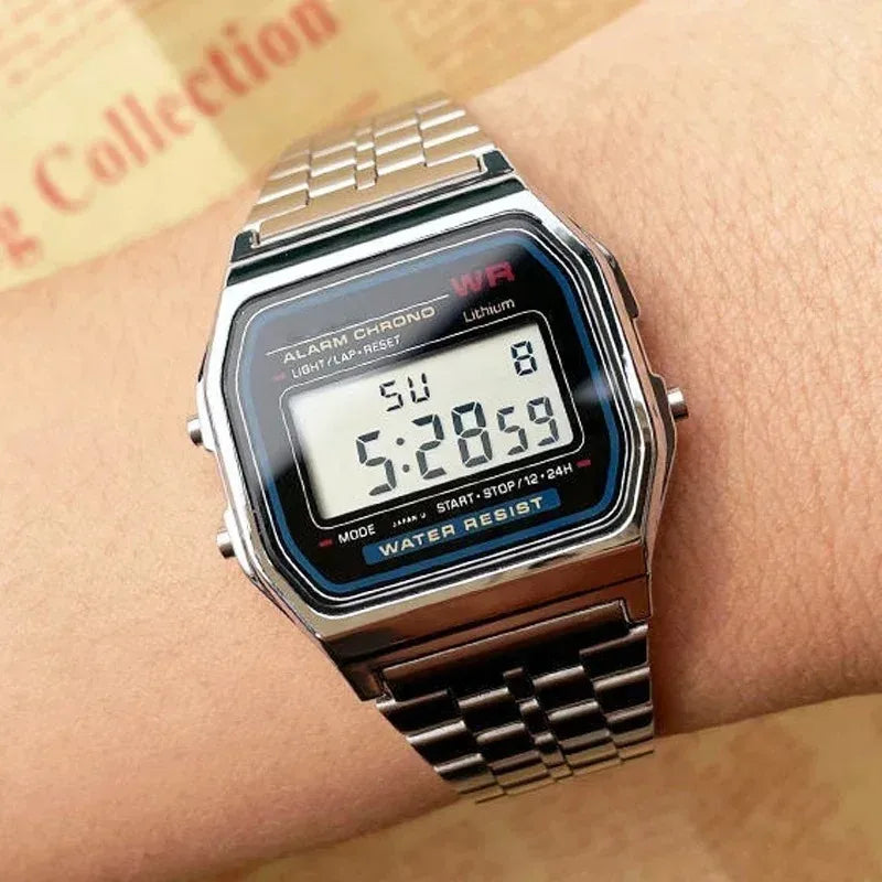 Luxury LED Digital Watches for Men Stainless Steel Gold Sliver Electronic Watch Fashion Business Mens Watch relogios masculino